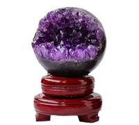 Amethyst Druzy Geode Crystal Ball Gemstone Sphere Stone Figurine for Divination Home Office Decor Gifts for Friends,8-8.5cm