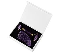 Amethyst Facial Roller Gouache Raspador para lifting facial Eye Relax Natural Crystal Gua Sha Roller, 2 "-PUY-con caja