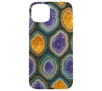 Amethyst Geode Crystal Slice Pattern for Rock Lovers Carcasa para iPhone 15 Plus
