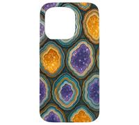 Amethyst Geode Crystal Slice Pattern for Rock Lovers Carcasa para iPhone 15 Pro