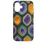 Amethyst Geode Crystal Slice Pattern for Rock Lovers Carcasa para iPhone 16