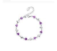 Amethyst Heart-Shaped Sterling Silver Bracelet A Luxury Hand Jewelry That is Not Easy to Fade Gift Jewelry for Ladies