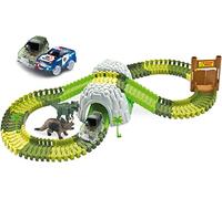 Amewi 100651 Magic Traxx Racing Track in Dino Park, Mega Set de 374 Piezas con túnel y Caja de Almacenamiento