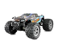 Amewi M-Land Monster Truck - Camión teledirigido (48 km/h, 4WD 1:16, RTR, Incluye Mando a Distancia, batería, Cable de Carga), Color Azul
