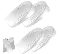 Amexo 2 Pares Taloneras Silicona Transparente, Plantillas Gel Plantillas de Aumento de Altura Plantillas Fascitis Plantar (1 cm + 2 cm) (Mujer(1cm+2cm))