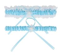 Amexo 2 Piezas Liga de Novia Azul Liga Nupcial Eelástica para Boda Liga Novia Encaje Elegante con Lazos Liga Boda Novia para Regalo Dama de Honor