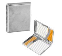 Amexo 2 Piezas Pitilleras para Cigarrillos, Pitilleras para Cigarrillos para Mujer Hombre Pitillera, Pitillera de Metal Vintage Portátil Tabaco Box Capacidad para 20 Cigarrillos (Plata)