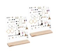 Amexo 2 Unidades Soporte para Pendientes 120 Agujeros Organizador de Pendientes Transparente Soporte de Exhibición de Pendientes de Acrílico con Base de Madera para Mujeres y Niñas