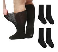 Amexo 3 Pares Calcetines Diabéticos Algodón Calcetines Sin Elásticos Sin Goma Calcetines Extra Anchos Diabéticos Hombre Mujer para Pies Linfedema (FR/ES, Números, 35, 39, Grande, Regular, Negro)