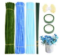 Amexo 300 Piezas Limpiapipas para Manualidades, Limpiapipas de Chenilla Azul, Tallos de Chenilla de 30cm para Manualidades Flores de Tulip, Regalos de Bricolaje para Niños y Adultos