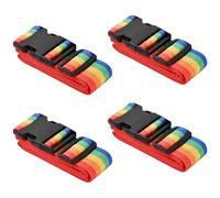 Amexo 4 Piezas Correa Maleta, Correas de Equipaje Ajustables Cinta para Maletas de Viaje con Etiqueta de Identidad para los Bolsos para reconocer fácil el Equipaje (Arcoíris)