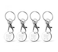 Amexo 4 Piezas Moneda Carro Compra, Moneda para Carro de La Compra Llave Extraíble para Carrito de Compras Fichas de Carrito para Carro Supermercado