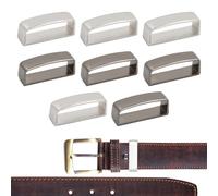 Amexo 8 hebillas de cinturón para hombre, trabillas para cinturón, trabillas para coser, trabillas para cinturón de repuesto, hebilla de fijación, 4 cm de ancho x 1,2 cm de alto, plata, -