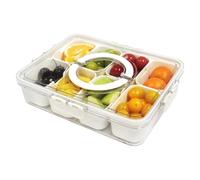 Amexo Bandeja Dividida para Servir 8 Compartimentos Snack Box Container Bandeja Aperitivos Organizador Frigorifico con Tapa y Asa Contenedores para Verduras Caramelos y Frutos Secos