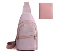 Amexo Bolsa de Pecho para Hombres Mujeres, Sling Bag Mochila Pequeña Hombre con 1 Pequeña Bolsa para Tarjetas, Ligero Bolsos Cruzados para Trabajo Ciclismo Correr Senderismo Viajes (Morado claro)