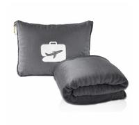 Amexo Manta de viaje, suave y cálida manta de viaje 2 en 1, súper ligera y portátil, para viajes aéreos, viajes de negocios y oficina (gris)