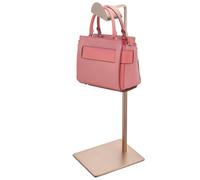 Amexo Soporte ajustable para bolsos de mano de acero inoxidable, multiusos, para mesa, fácil ajuste de altura, bolsillos colgador, base plana estable para sombrero, joyas, accesorios, brillante