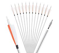 AMEYXGS 31,7 Pulgadas Flechas de Aluminio Flechas de Caza Spine 500 con Puntas Extraíbles para Arco Recurvo Arco Compuesto Tradicional Práctica de Tiro al Blanco al Aire Libre (12pcs)