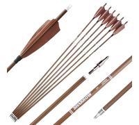 AMEYXGS 6/12 pièces Tir à l'arc Flèche en Carbone Pur 32,5 pouces Spine 340 400 500 600 Flèche de Pratique de Cible de Chasse Avec Plume de Dinde de 4" pour ARC Classique à poulies (Spine 340, 12pcs)