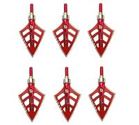 AMEYXGS 6 Piezas Tiro con Arco Puntas de Flecha 125 Grain Acero Inoxidable Broadheads para Caza (Rojo Diente de Sierra)