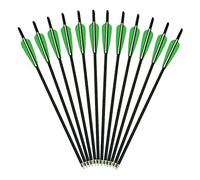 AMEYXGS 6pcs Flechas de Ballesta Pernos de Ballesta Flecha de Carbono 16" 17" 18" 20" 22" para la Caza de Ballesta o la Práctica de Tiro con Arco (Verde Blanco, 16")