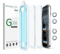 amFilm 2+2 Pack de Cristal Templado para iPhone 17 Pro de 6,3, OneTouch 2 Piezas Protector de Pantalla con 2 Piezas Protectores de Lente de Cámara, Funda Compatible