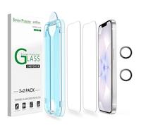 amFilm 2+2 Pack de Cristal Templado para iPhone 17e de 6,1", OneTouch 2 Piezas Protector de Pantalla con 2 Piezas Protectores de Lente de Cámara, Funda Compatible