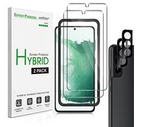 amFilm (2+2 Piezas Protector Pantalla Híbridos para Samsung Galaxy S22 Plus / S22 + 5G con Protectores Lente de Cámara, [Compatible con Identificación de Huellas dactilares], HD Transparente