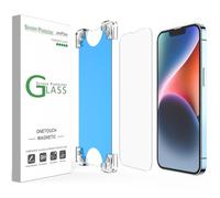 amFilm 2 Pack Magnetic OneTouch for iPhone 16e/iPhone 14/iPhone 13/13 Pro 6.1" Screen Protector [Eco Friendly] [Indestructible 9H Tempered Glass] [15 seconds Auto-Alignment & Ultra Fast Installation]