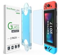 amFilm OneTouch Protector de Pantalla de Vidrio Templado para Nintendo Switch Modelo 2017 - Con Kit de Alineación Automática, Sin Burbujas [2 Piezas]