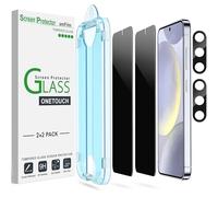 amFilm - Protector de Pantalla de Privacidad para Samsung Galaxy 5G con Protectores de Cristal Templado de Lente de Cámara [Antiespía y Protección de la Privacidad] (S24P-6.7'')