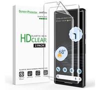 AmFilm - Protector de pantalla elástico para Google Pixel 7 Pro 5G de 6.4 pulgadas, compatible con identificación de huellas dactilares, con herramienta de alineación de fácil instalación, transparente HD, película de TPU con cobertura completa
