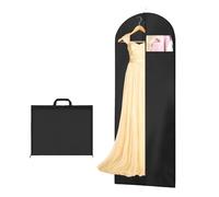 AMFUN 1 Piezas Fundas Ropa,180 x 60 cm Fundas Ropa Armario con Cremallera,Plegable Fundas de Ropa Negro con Ventana Visible,al agua y a la humedad,para Vestidos de Novia o Fiesta Negro