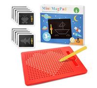 AMFUN 1 Piezas Pizarra Educativa Magnética, Tableros de Dibujo Magnéticos para Niños, Pizarra Magnética Portátil con Rotulador y Bola de Acero, Regalo Educativo(Rojo)