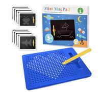 AMFUN 1 Piezas Pizarra Educativa Magnética, Tableros de Dibujo Magnéticos para Niños, Pizarra Magnética Portátil con Rotulador y Bola de Acero, Regalo Educativo(Azul)