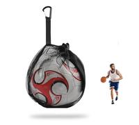 AMFUN 1PCS Bolsa de Malla Deportiva, Bolsa de Pelotas Portátil, Bolsa de Pelotas de Malla con Cordón y Mosquetón, para fútbol, Baloncesto, Tenis, Rugby, Voleibol (Negro)