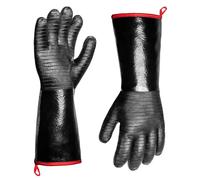 AMFUN 35 CM Guantes Barbacoa, Guantes de Barbacoa Resistentes al Calor, Guantes de Cocina de Neopreno, Impermeables, a Prueba de Aceite para Parrilla, Hornear (Negro)