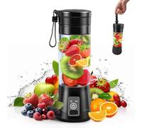 AMFUN 380 ML Batidora de Vaso Portatil, Mini Batidora, Exprimidor USB, 10 Cuchillas de Acero Inoxidable, para Smoothies y Batidos de Proteínas, para Deportes, Viajes, Senderismo (Negro)