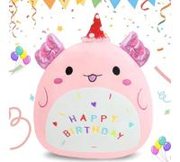 AMFUN 9 Pulgadas Muñeco de Peluche de Unicornio Relleno, 22CM Happy Birthday Peluche de Unicornio Relleno, Suave de Animales Muñecas Juguetes Regalo, para Regalar a Mejores Amigas (Rosa)