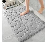 AMFUN Alfombra Baño, Alfombrilla de baño, Gris Claro Patrón Guijarro 40 * 60CM Absorbente Alfombras Ducha, Antideslizante, Espuma Viscoelástica, Lavable a Máquina, para Bañera,Ducha y Baño