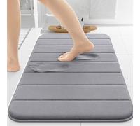 AMFUN Alfombra baño, Alfombrilla de Baño, Gris Claro Raya 40 * 60CM Absorbente Alfombras Ducha, Antideslizante, Espuma Viscoelástica, Lavable a Máquina, para Bañera,Ducha y Baño
