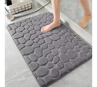 AMFUN Alfombra Baño, Alfombrilla de baño, Gris Oscuro Patrón Guijarro 40 * 60CM Absorbente Alfombras Ducha, Antideslizante, Espuma Viscoelástica, Lavable a Máquina, para Bañera,Ducha y Baño
