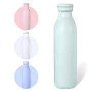 AMFUN Botella Térmica Aislada, 600ML Verde Menta Botella de Acero Inoxidable, Botella Térmica a Prueba de Fugas, para Agua Potable Fría y Caliente Café Leche