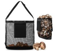 AMFUN Cesta de caza de hongos, bolsa de recogida de frutas y forraje, correa de hombro ajustable, bolsa grande de cosecha y artesanía para entusiastas del senderismo, recolección y jardinería, Negro