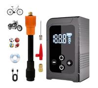 AMFUN Compresor Aire Portatil, 150PSI Inflador Ruedas Coche, Bomba de Bicicleta, Mini Bomba de Aire Bicicleta Electrica, con Pantalla LCD Digital y Linterna LED, para Coches, Motos