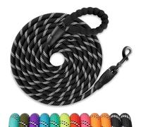 AMFUN Correa Perro Adiestramiento, 3M/5M/10M Cuerda Larga Grande, Correas con Mango Acolchado Suave y Reflectante para Perros Grande y Pequeño, para Entrenar, Acampar, Pasear- Negro