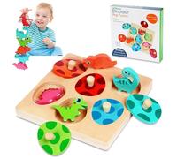 AMFUN Juguete Bebé 1 2 3 Años, Juguete Montessori Puzzle Rompecabezas Madera, Animales Dinosaurios Puzzle De Madera, Juegos Educativos Rompecabezas Pascua Regalos para Niños Niñas