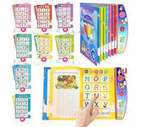 AMFUN Libro Electrónico Interactivo para Niño Niña, Kids Libro de Sonidos Aprendizaje, Libro de Sonidos del Abecedario en Inglés de Kids paraPalabras, Números, Formas, Colores y Animales (Rosa)