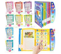 AMFUN Libro Electrónico Interactivo para Niño Niña, Kids Libro de Sonidos Aprendizaje, Libro de Sonidos del Abecedario en Inglés de Kids paraPalabras, Números, Formas, Colores y Animales (Azul)
