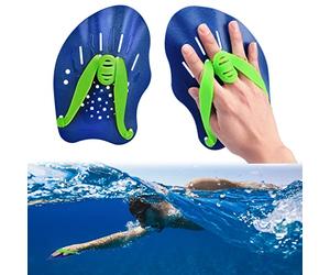 AMFUN Speedo Tech Paddle Asistencias, Equipo de Ejercicio de Piscina, Universal natación Entrenamiento Mano, Palma natación Mano, Paleta Palma Natación (1PCS-Azul Verde)